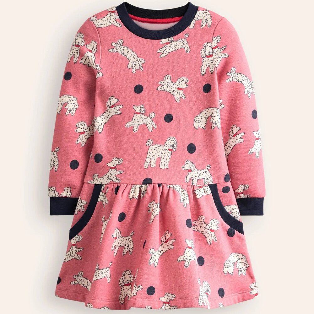 NWT Mini Boden Poodles Sweatshirt Dress 5/6Y